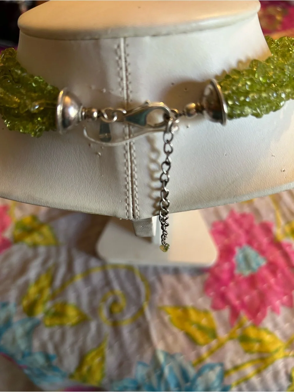 Vintage Lime Green Multi-Strand Peridot Chip Necklace